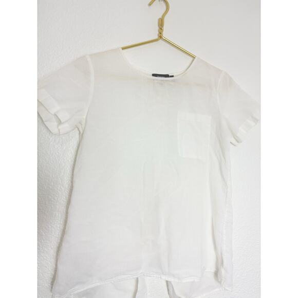 Theory Button Back Shirt Size XS Airy Cotton Lightweight Split Back Quiet Luxury - Picture 8 of 12